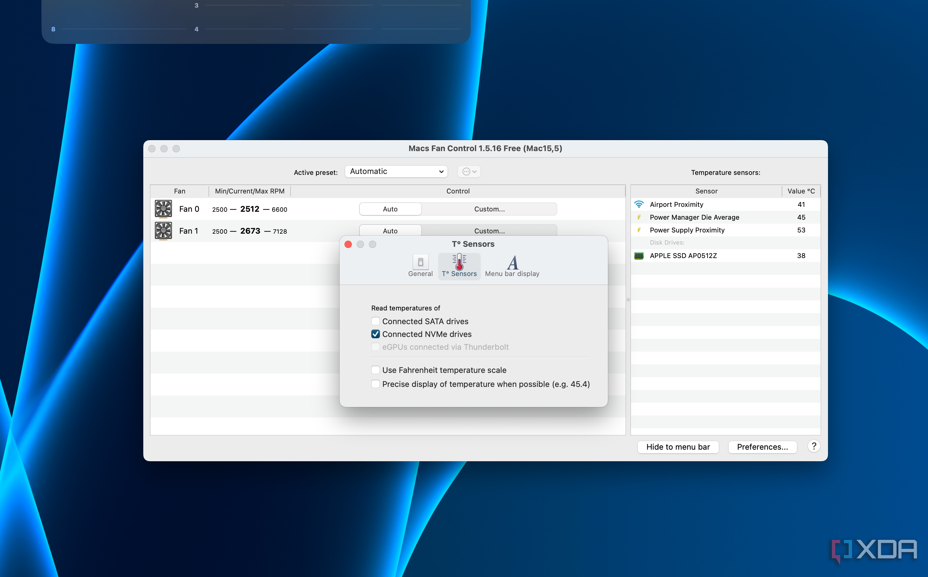 Temperature sensors in Macs Fan Control.