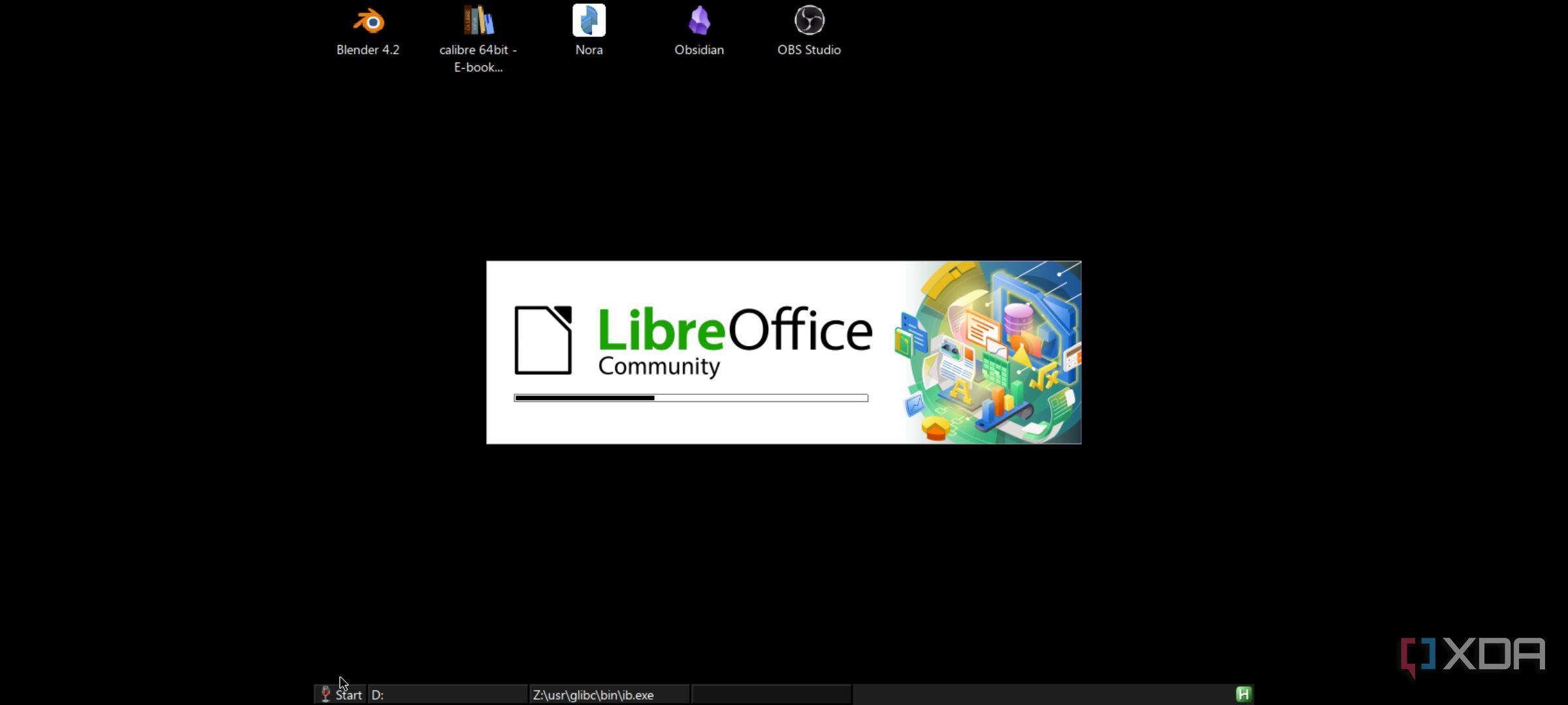 A screenshot of Mobox running LibreOffice
