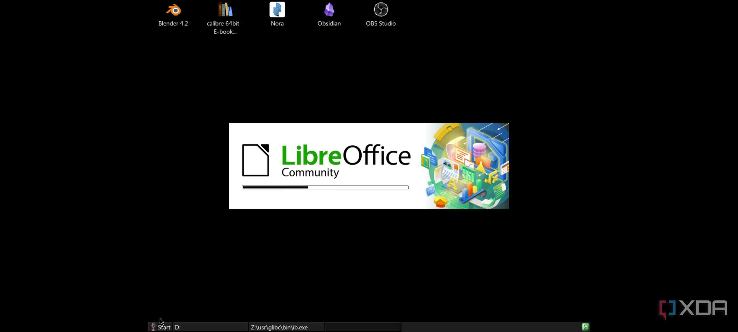 A screenshot of Mobox running LibreOffice