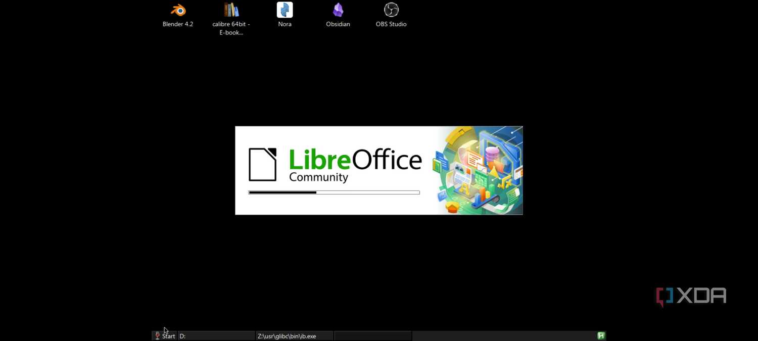 A screenshot of Mobox running LibreOffice