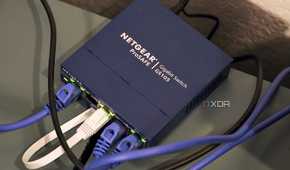 The Netgear five-port Ethernet switch.