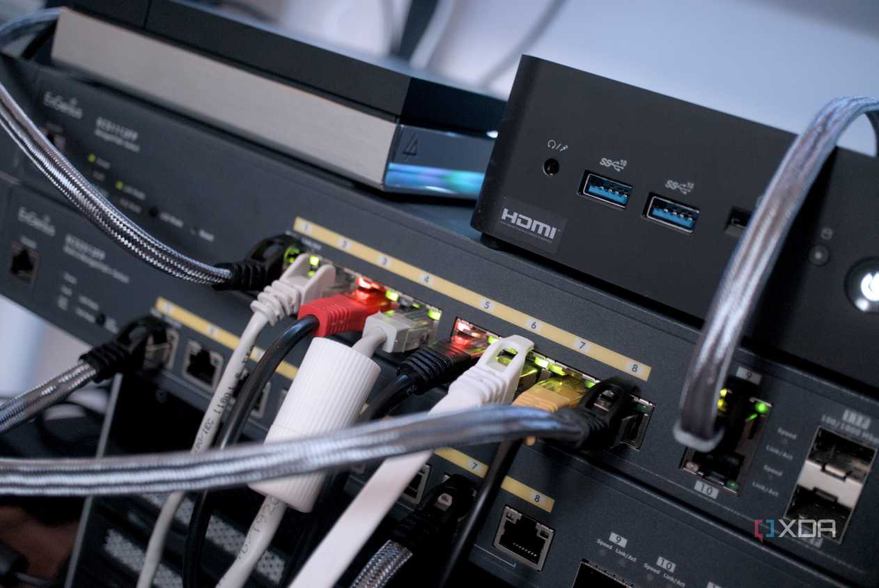A Network switch with a NAS and a router