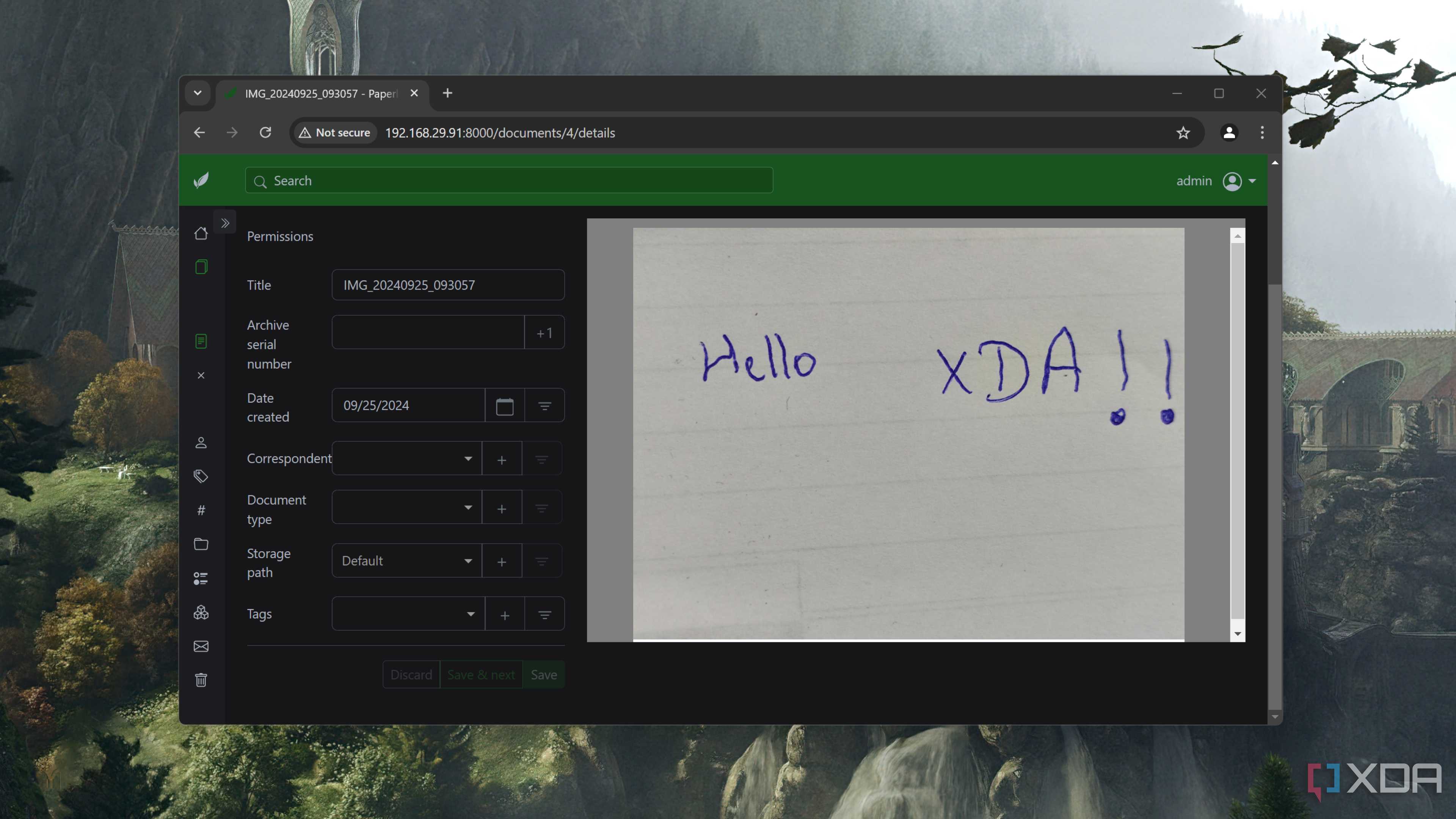 Browsing the documents stored in a Paperless-ngx container on Proxmox