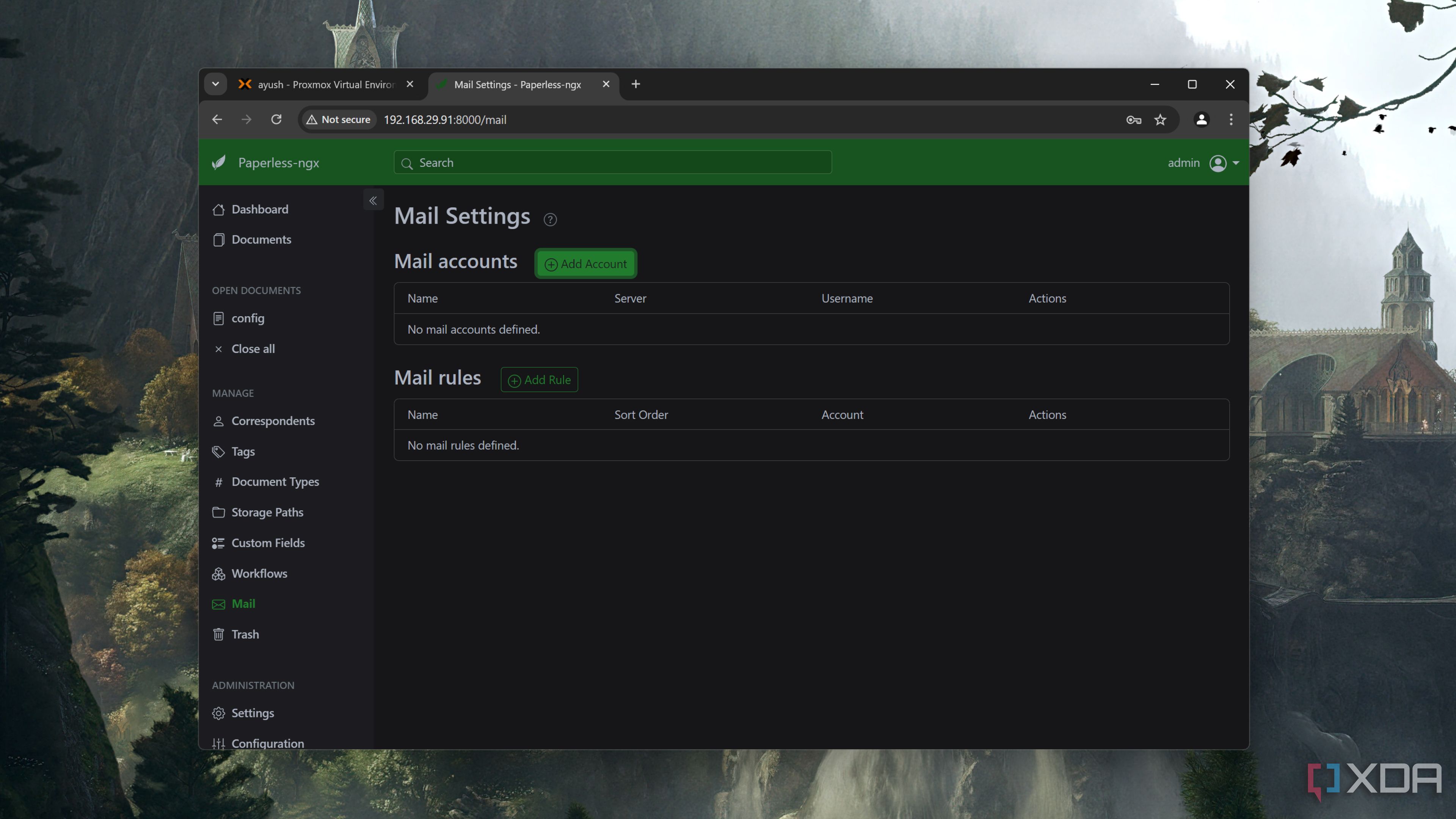 The Paperless-ngx mail settings