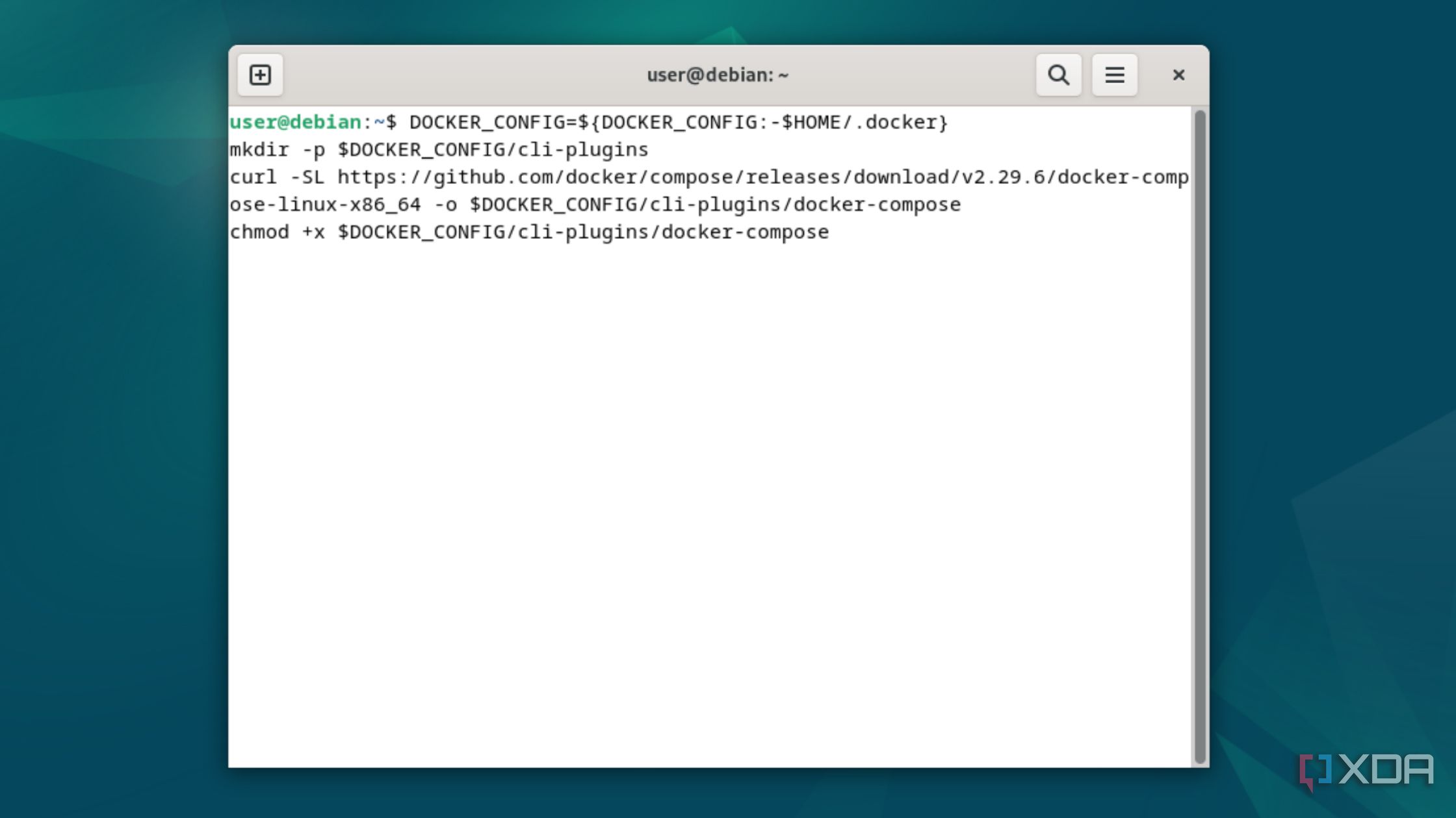 The commands to install Docker compose on Debian