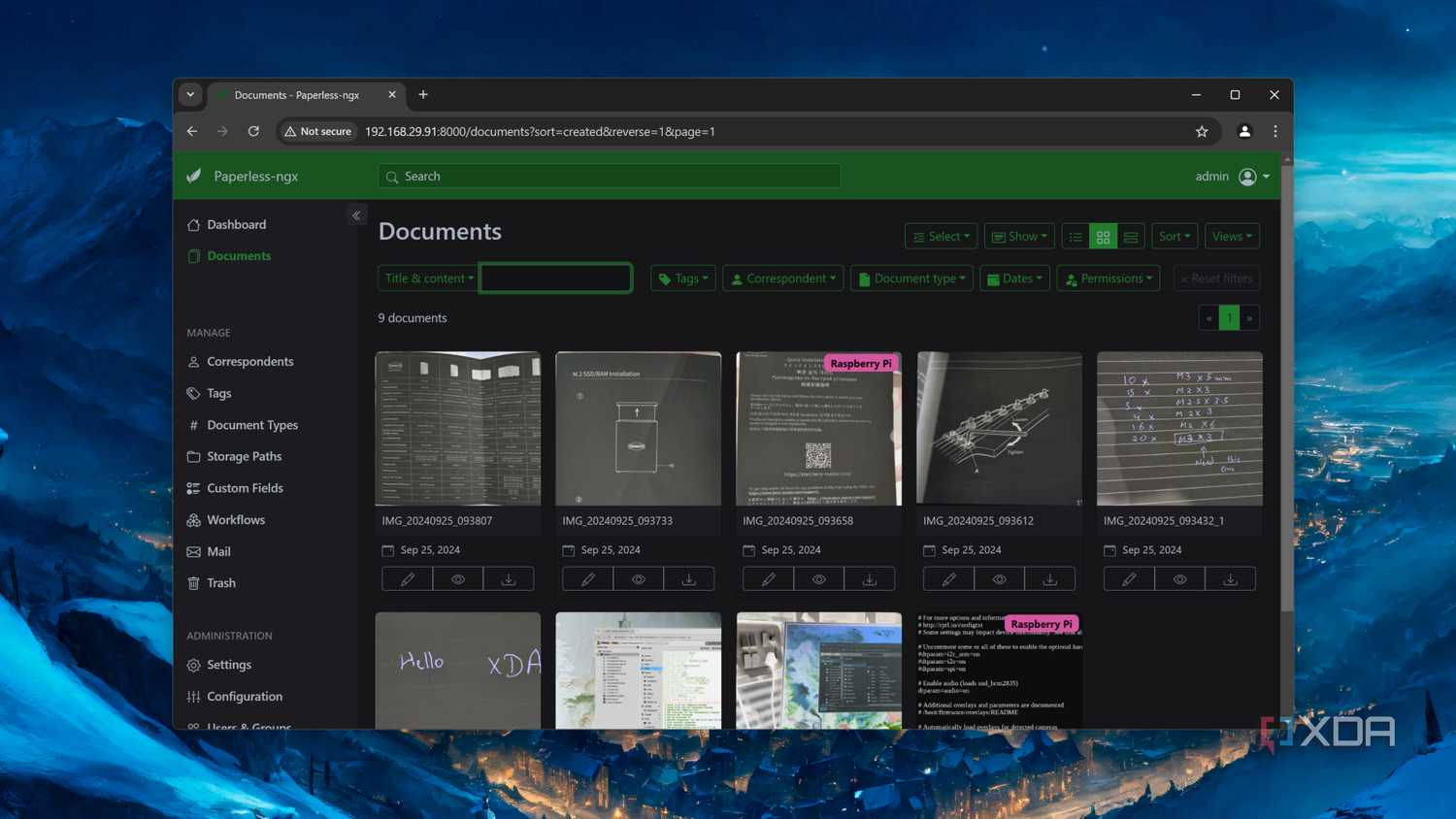 The Documents page on the Paperless-ngx web UI