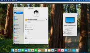 Showing a macOS VM signed into an iCloud account.