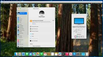 Showing a macOS VM signed into an iCloud account.