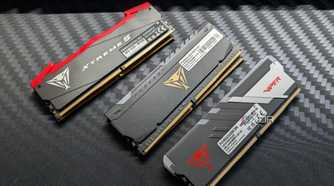 patriot ddr4 and ddr5 memory modules on a desk
