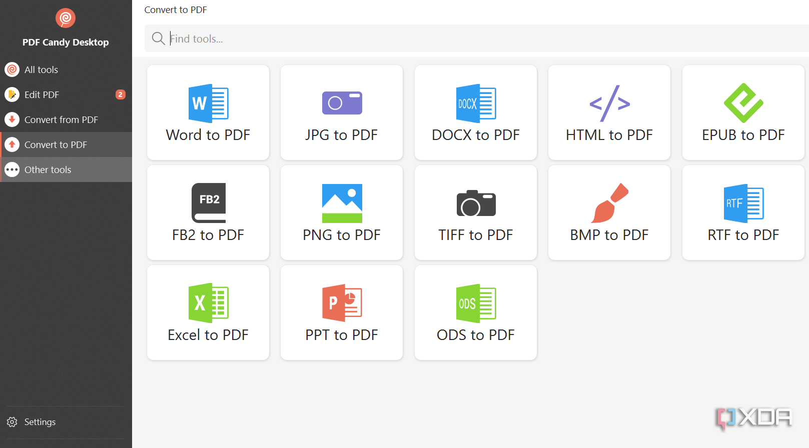 Screenshot showing PDF Candy's PDF conversion tools