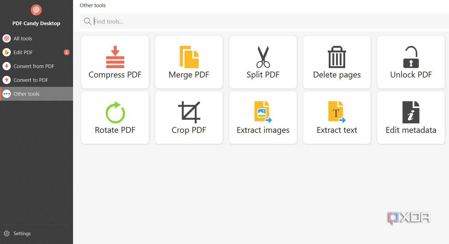 Screenshot showing PDF Candy's extra tools