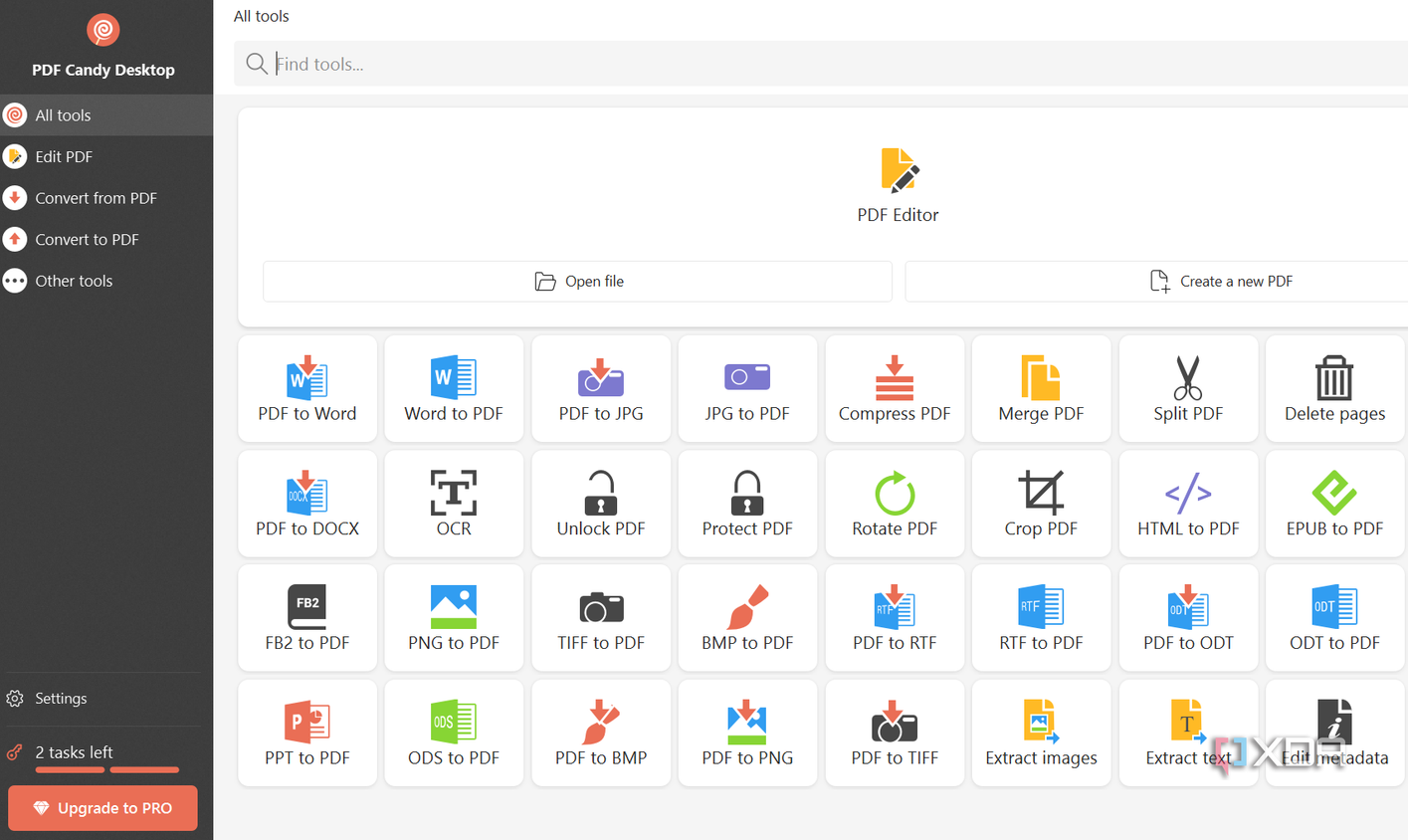 Screenshot showing PDF Candy home page