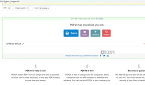 Screenshot showing PDF24 compression tool
