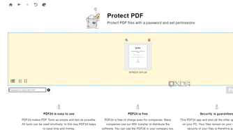 Screenshot showing PDF24 password protection feature