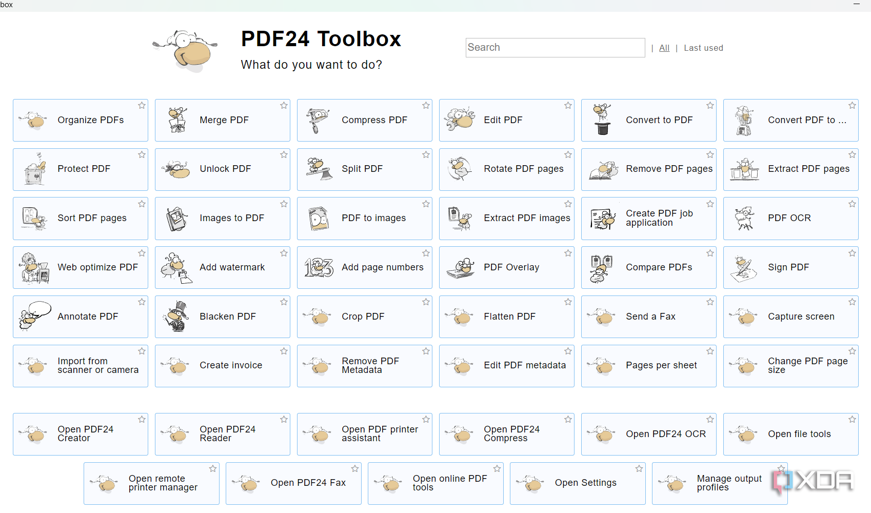 Screenshot showing PDF24 toolbox