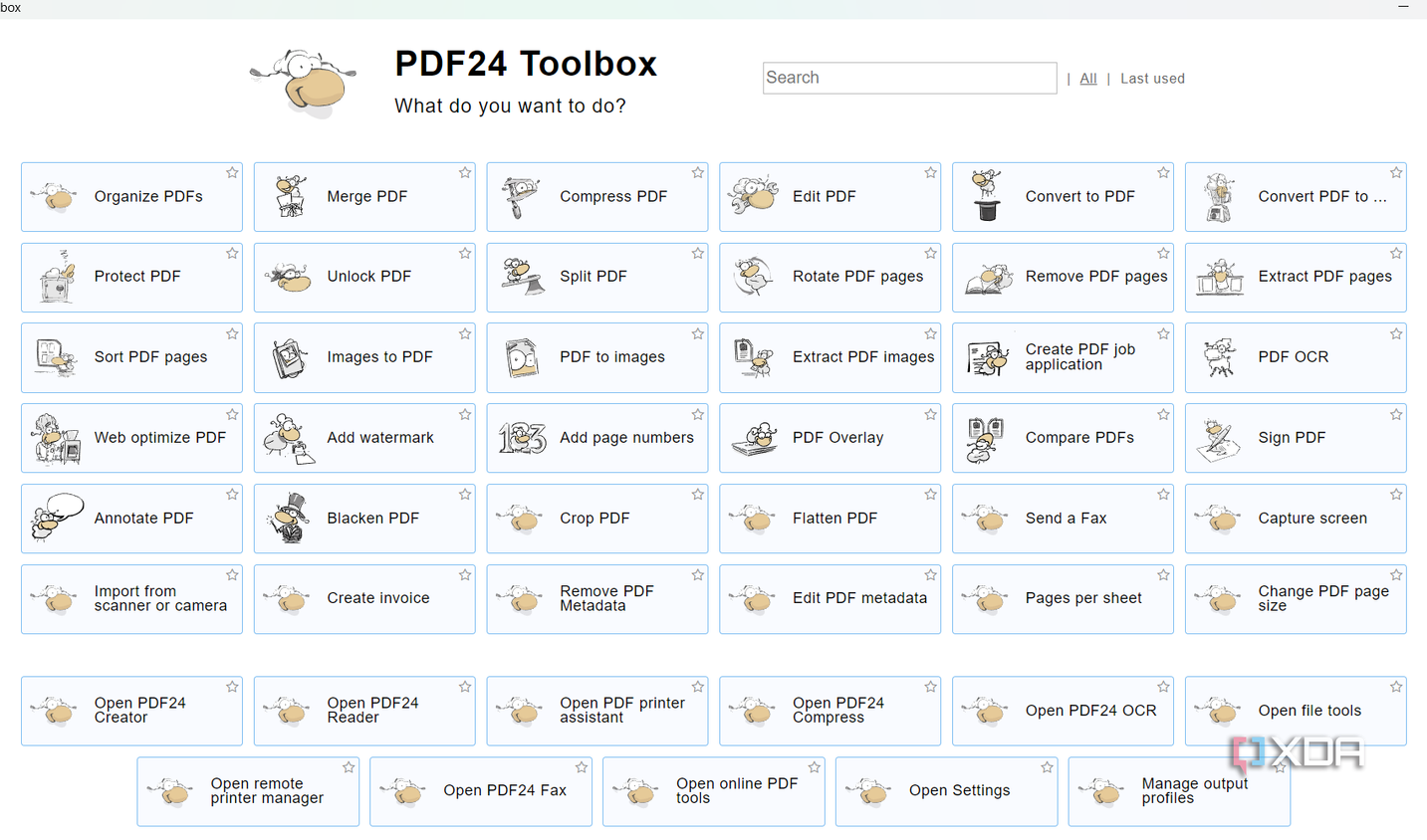 Screenshot showing PDF24 toolbox