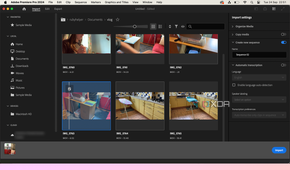 Premiere Pro import video page