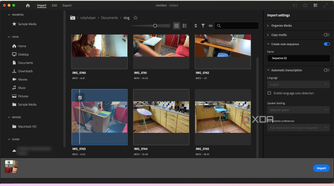 Premiere Pro import video page