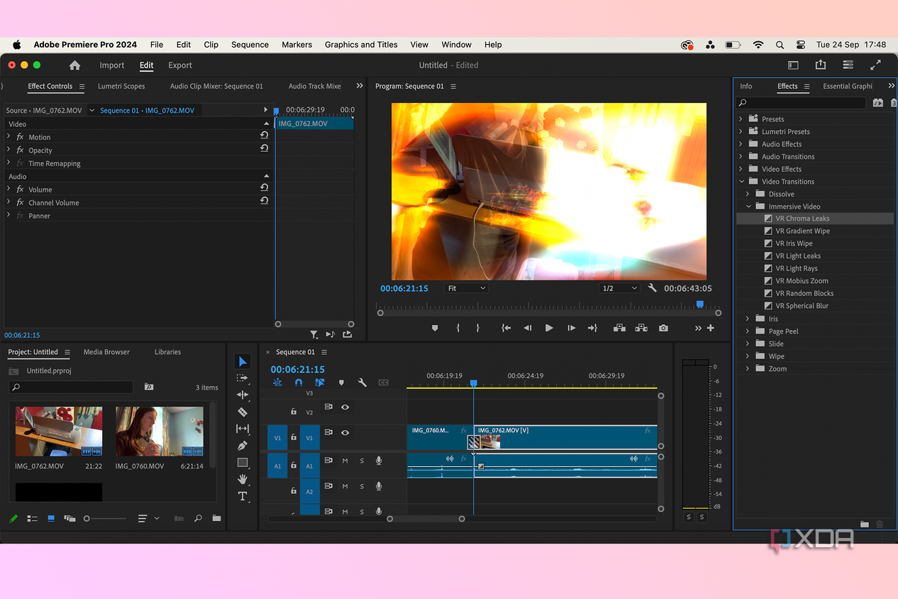 Transitions effects in Adobe Premiere Pro