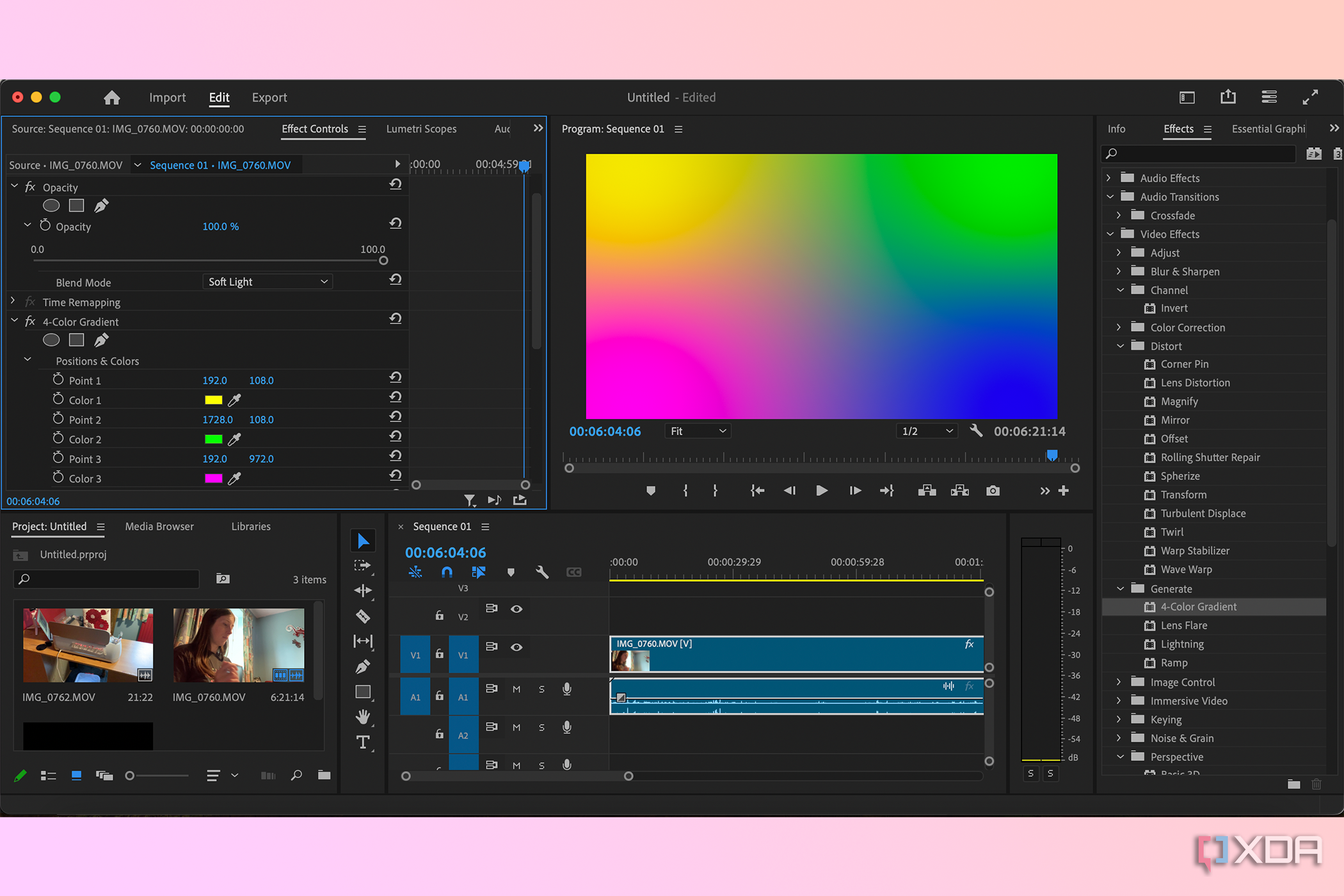 Premiere Pro color gradient video effect