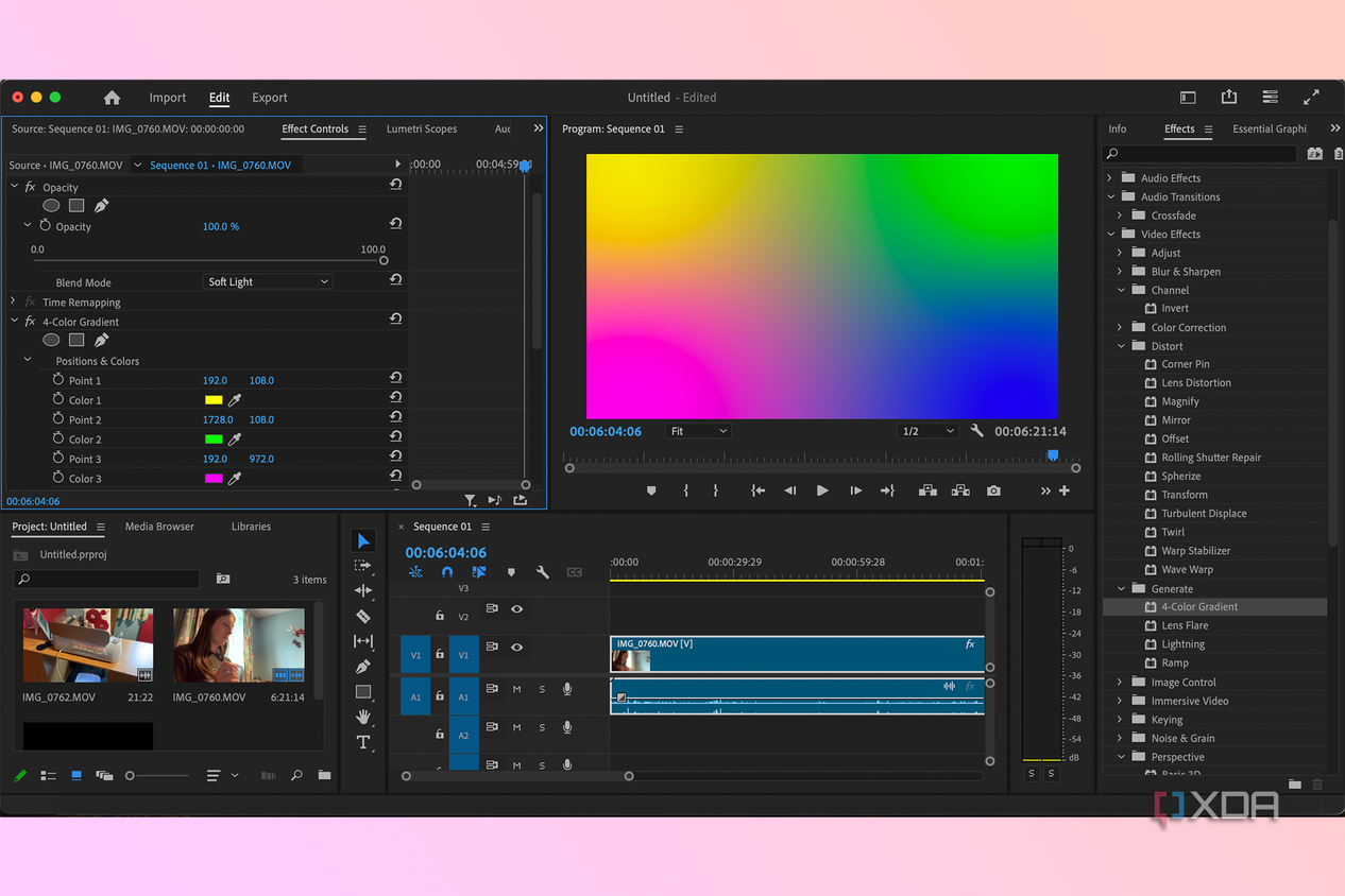 Premiere Pro color gradient video effect