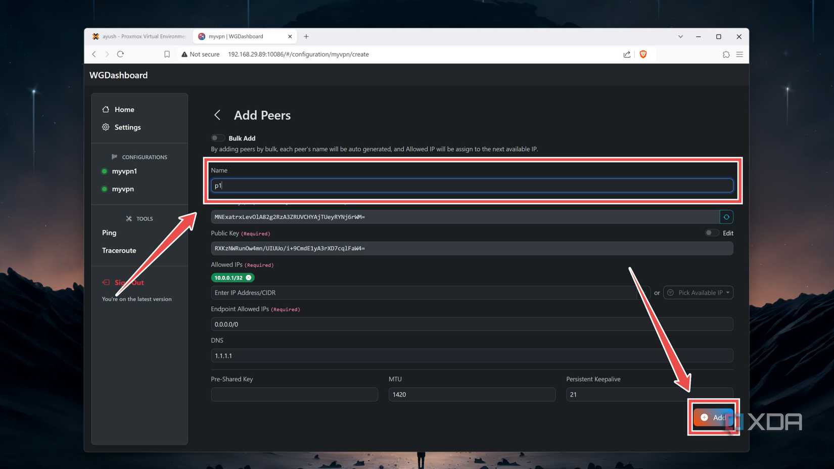 Adding a name for the peer in WGDashboard