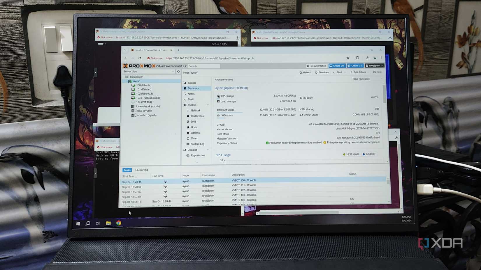 The Proxmox web UI 
