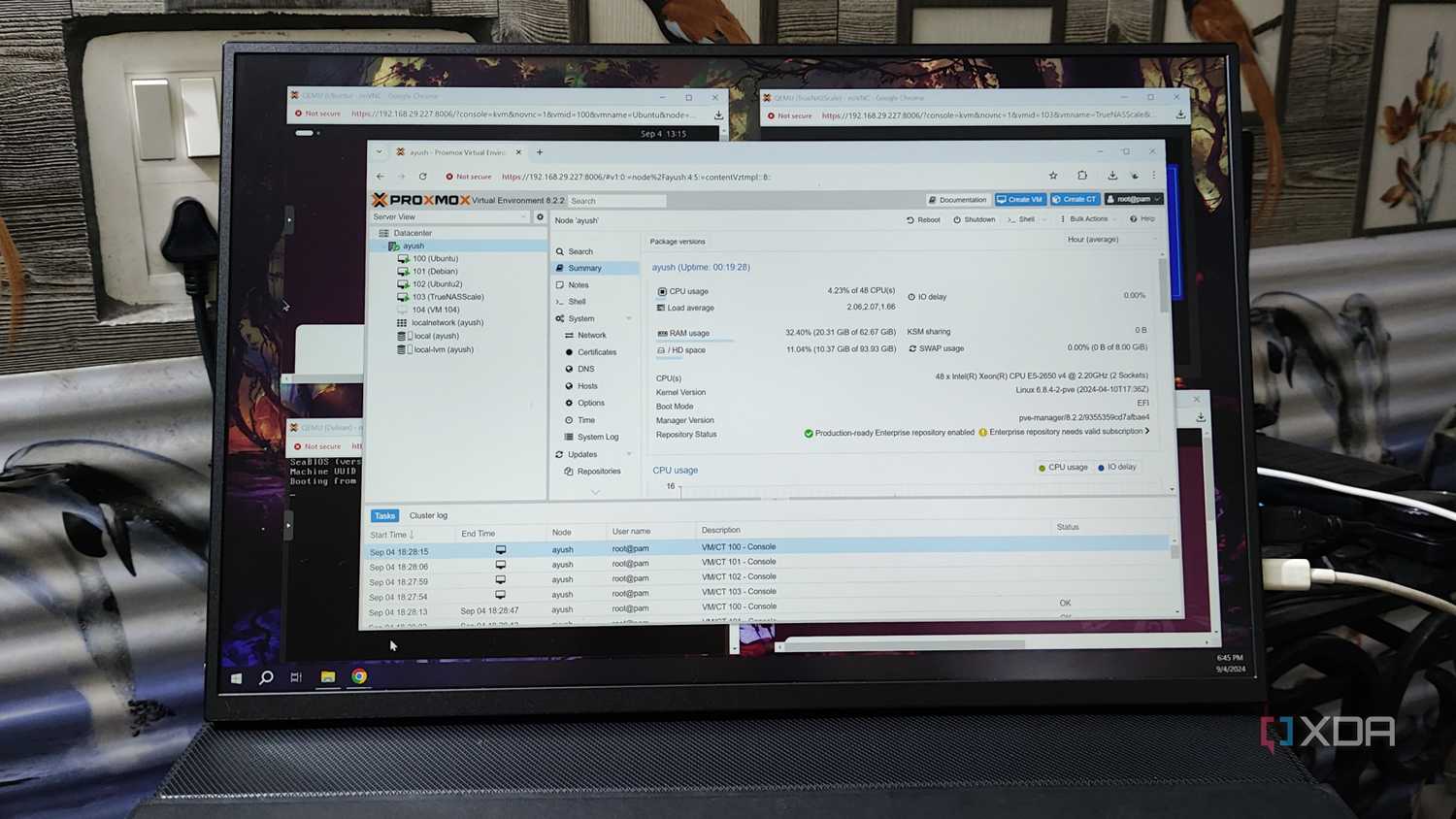 The Proxmox web UI
