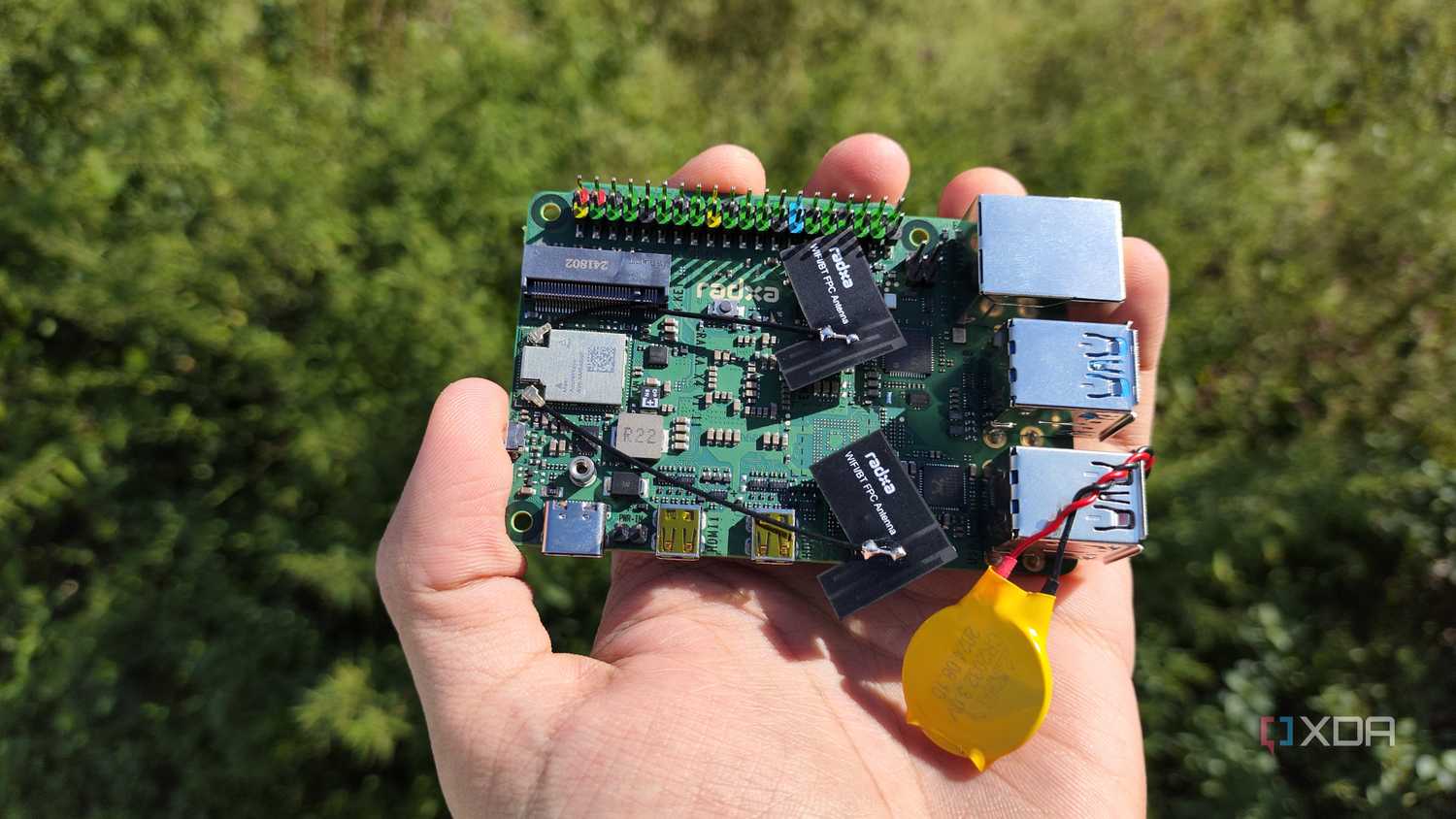 A person holding a Radxa X4 SBC