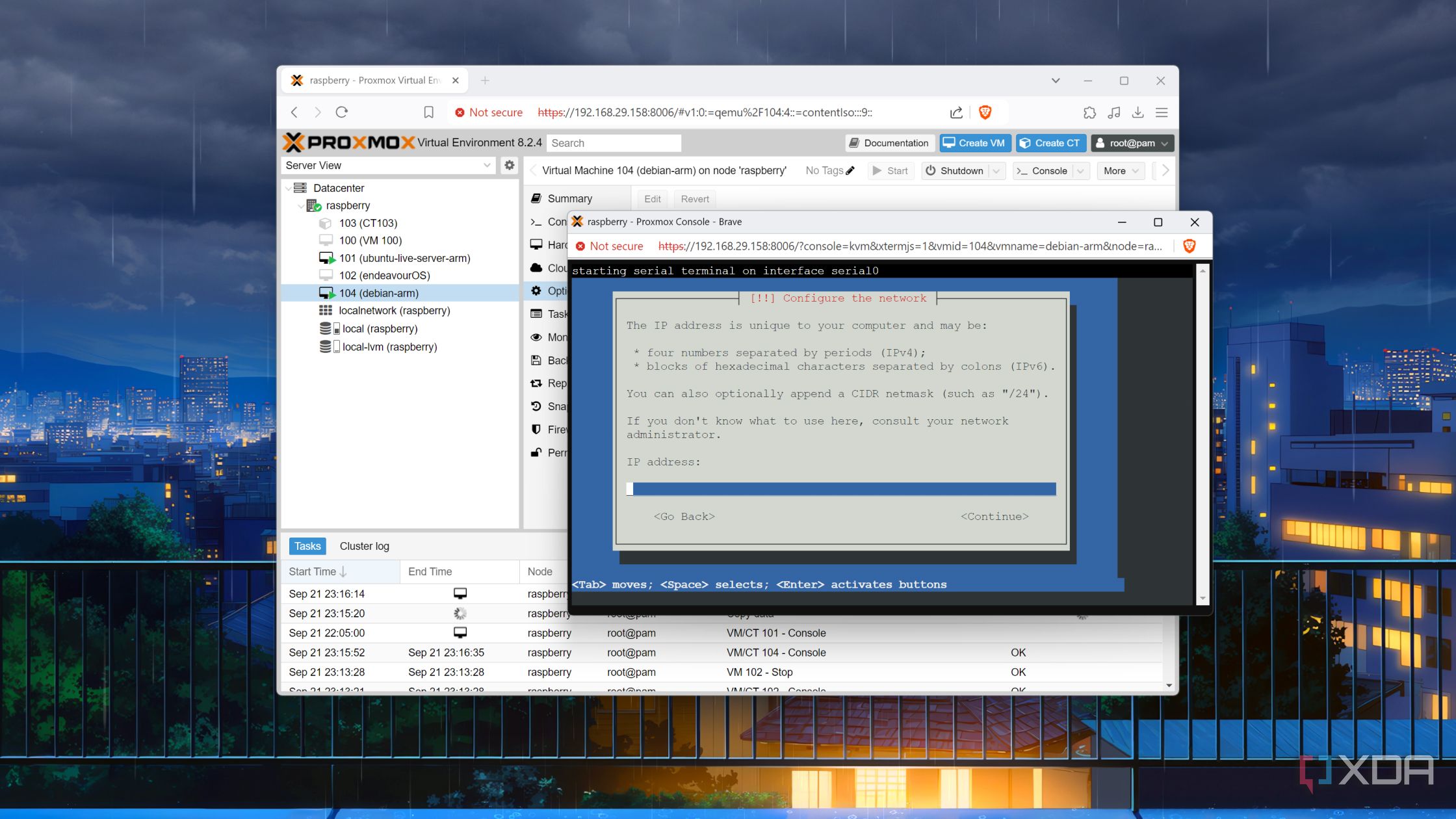 Running a Debian VM inside a Raspberry Pi Proxmox server