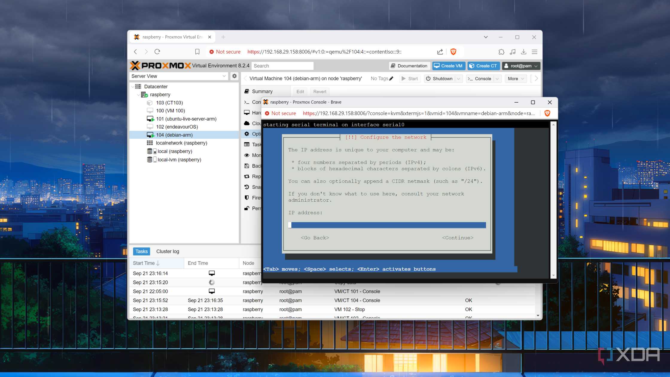 Running a Debian VM inside a Raspberry Pi Proxmox server