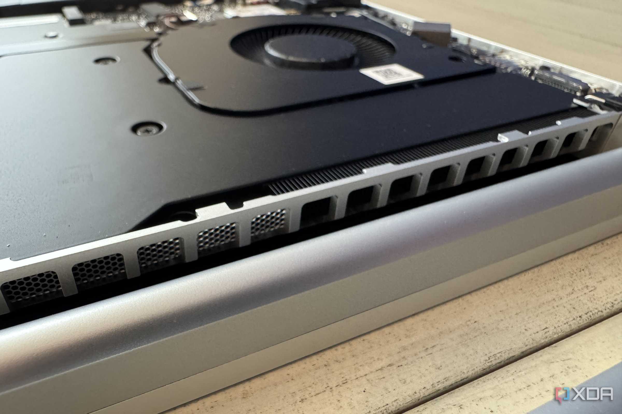 razer blade 12 2024 with bottom panel off showing the cooling system