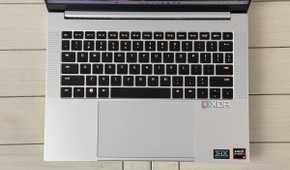 razer blade 14 2024 seen from above with the keyboard and touchpad centered