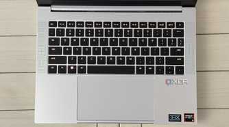 razer blade 14 2024 seen from above with the keyboard and touchpad centered