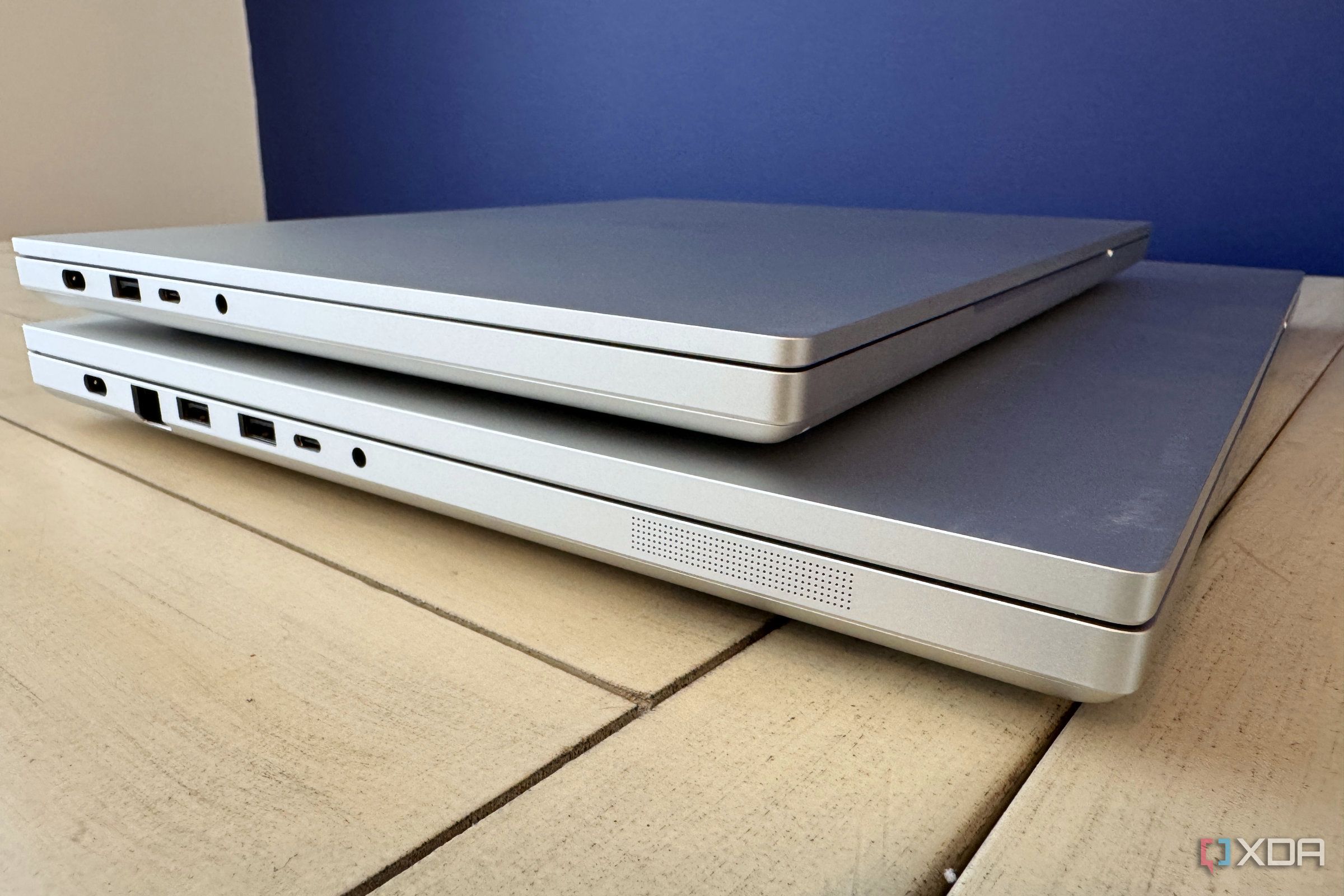 razer blade 14 on top of razer blade 18 for size comparison
