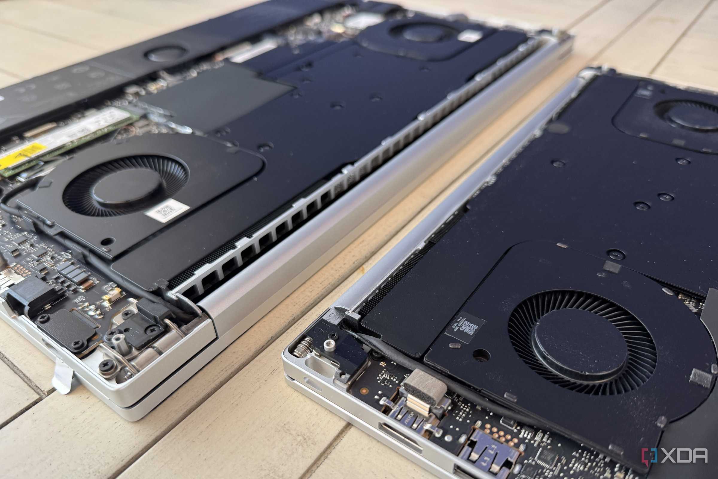 razer blade 14 and 18 with bottom panels off