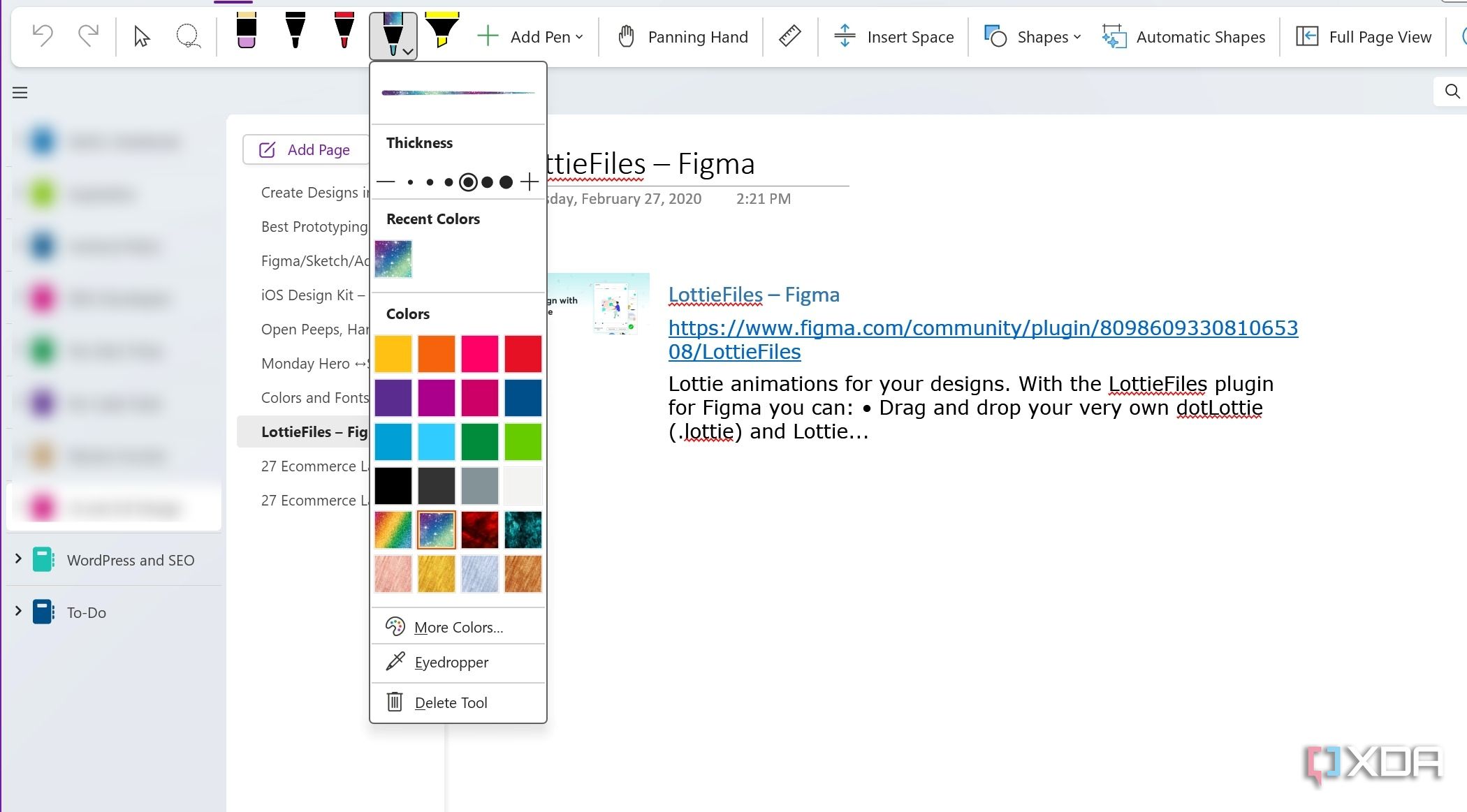 Drawing shades in OneNote