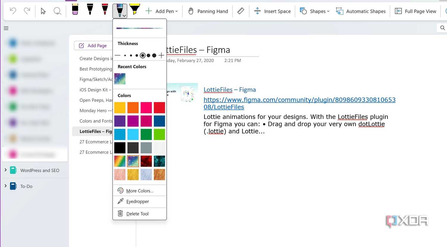 Drawing shades in OneNote