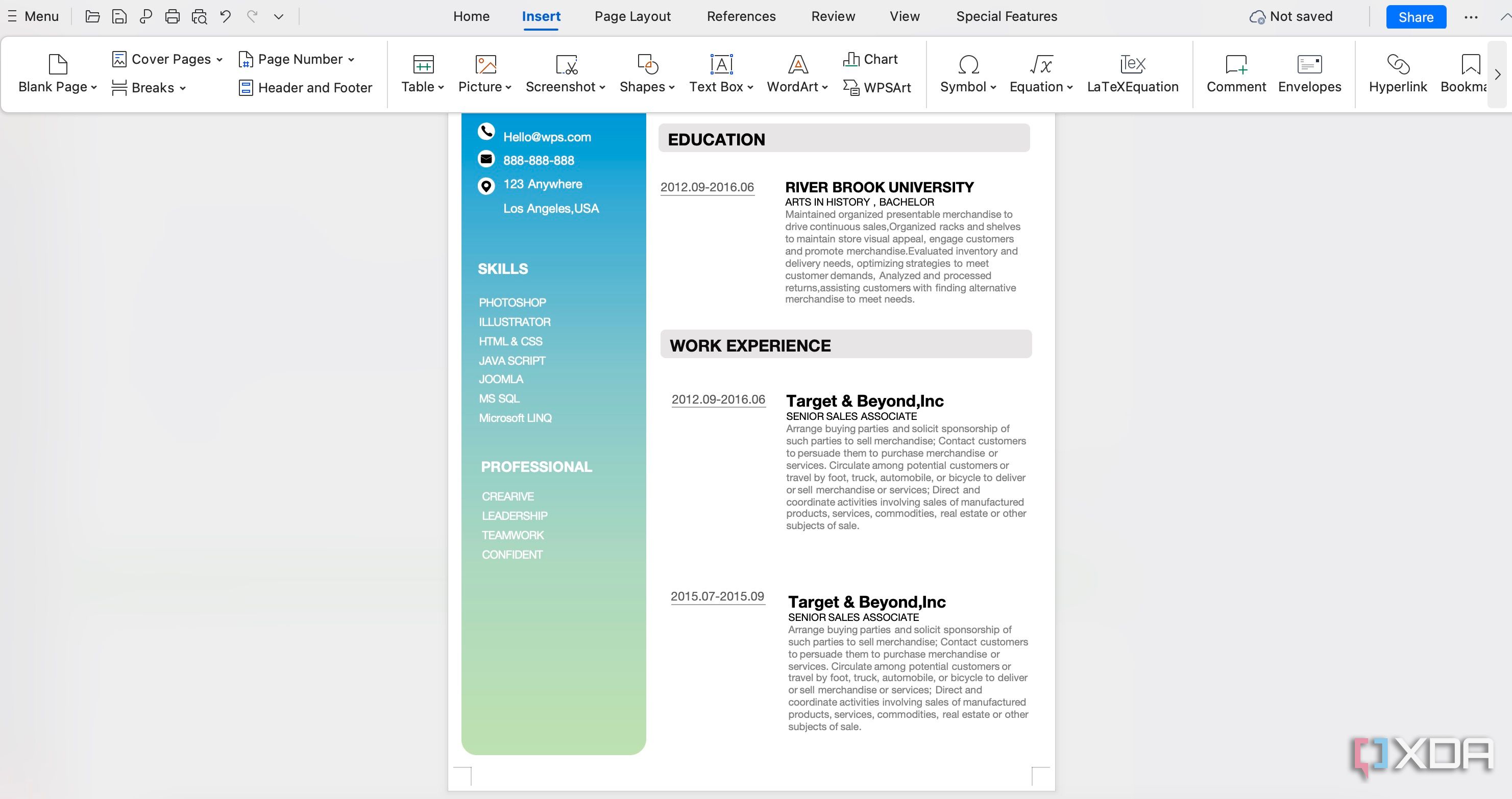 WPS Office Docs features