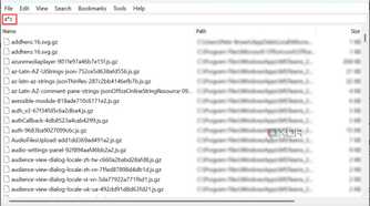Screenshot of the search result of items beginning with a and ending with z