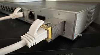 sf45 transceiver plugged into a network switch