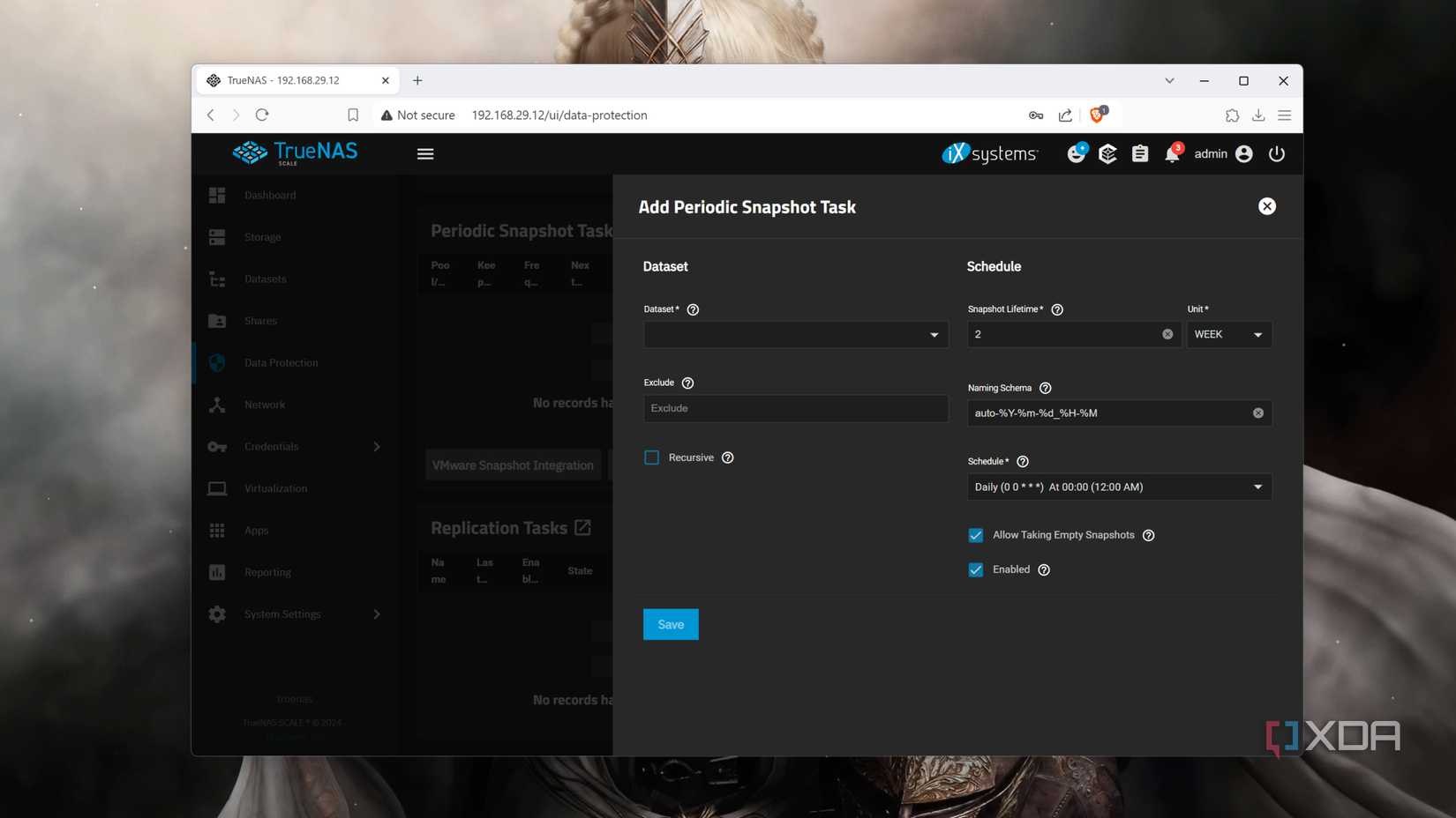 The option to Add Periodic Snapshot task in TrueNAS Scale