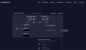 Screenshot of a Speedtest.net test result on a wired internet connection