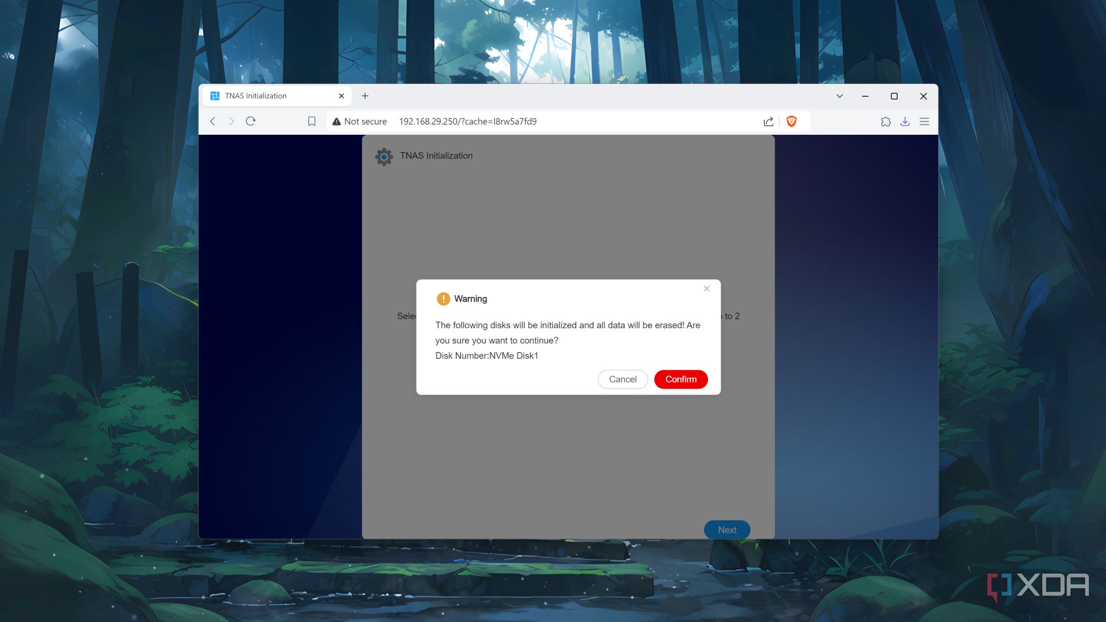 Picking the drive in the TerraMaster web UI