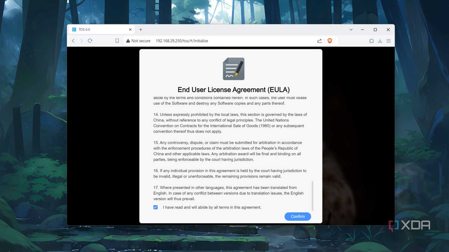Accepting the TerraMaster EULA