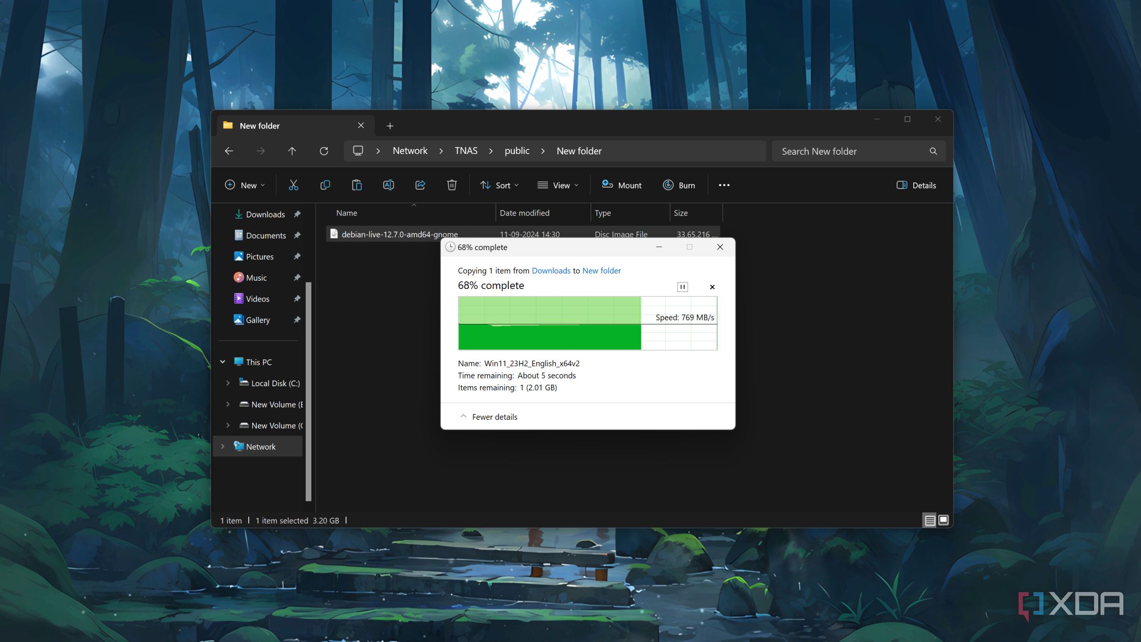 Sending a Windows 11 ISO file to the TerraMaster F8 SSD Plus NAS
