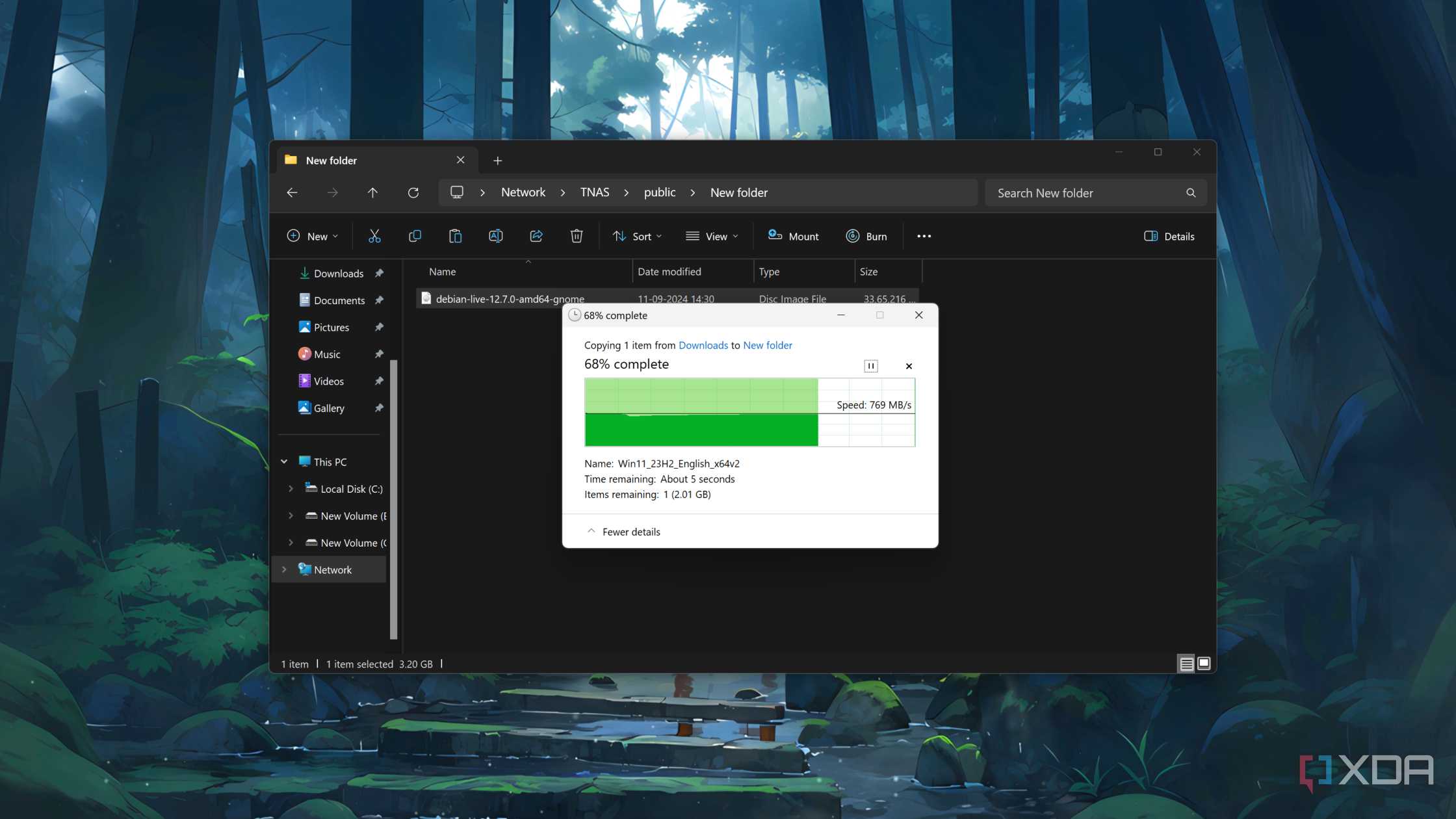 Sending a Windows 11 ISO file to the TerraMaster F8 SSD Plus NAS