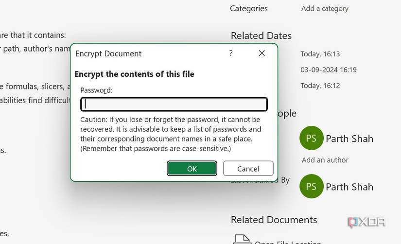 encrypt an Excel file with password