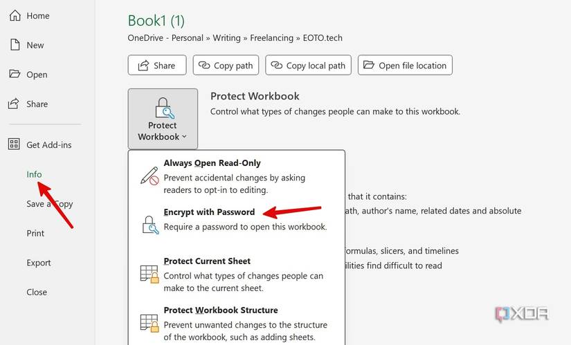 Protect a workbook on Excel