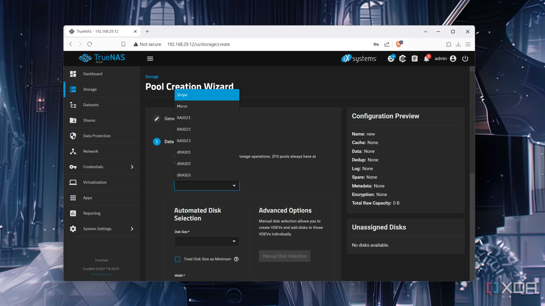 The Pool Creation Wizard in TrueNAS Scale